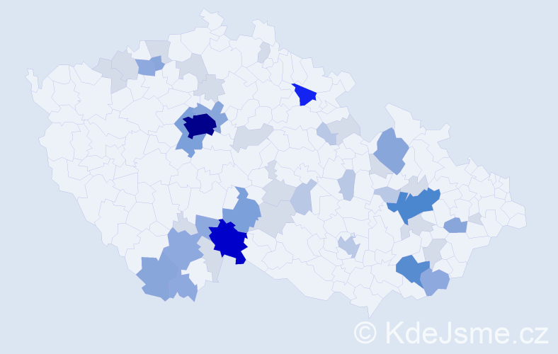 Příjmení: 'Hulíková', počet výskytů 136 v celé ČR