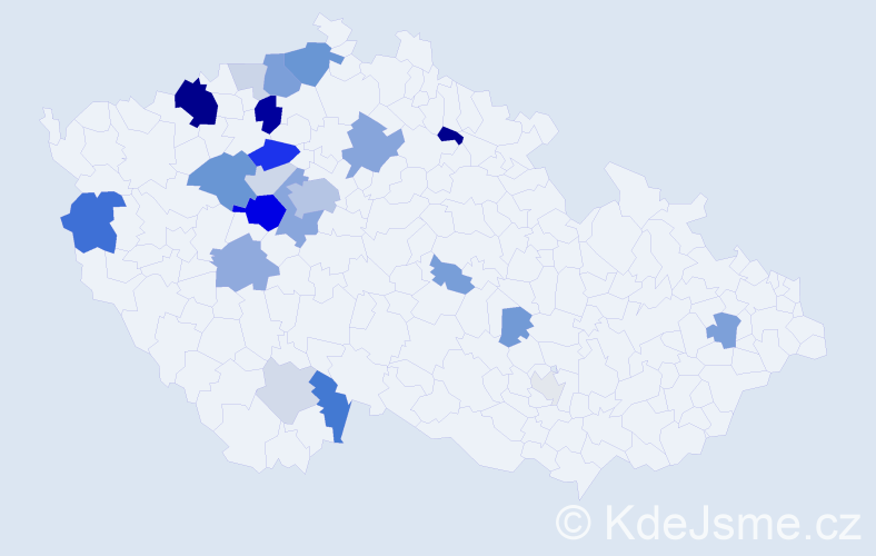 Příjmení: 'Mittelbachová', počet výskytů 72 v celé ČR