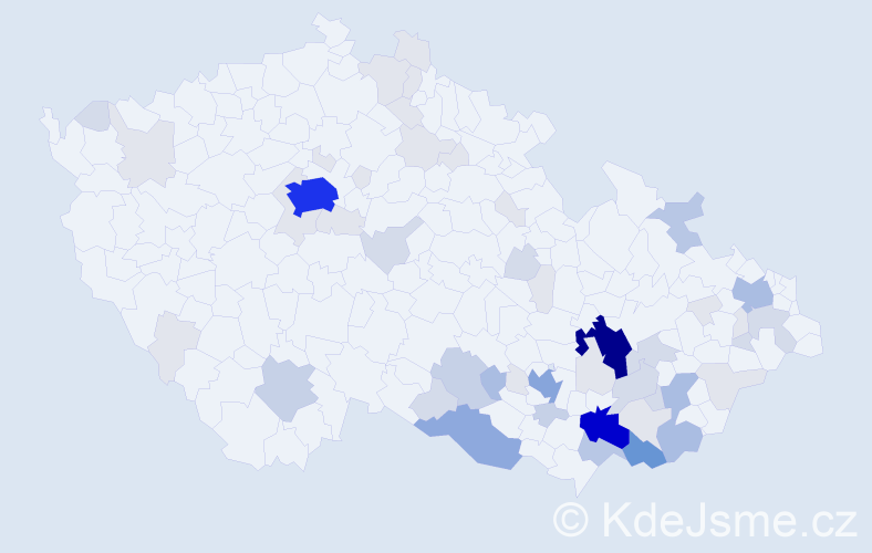 Příjmení: 'Daněčková', počet výskytů 193 v celé ČR