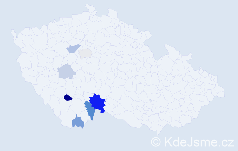 Příjmení: 'Urajová', počet výskytů 16 v celé ČR