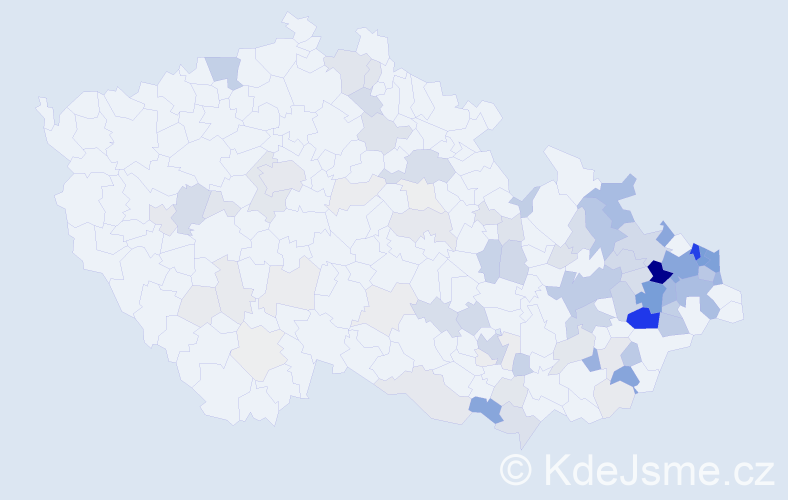 Příjmení: 'Rusek', počet výskytů 401 v celé ČR