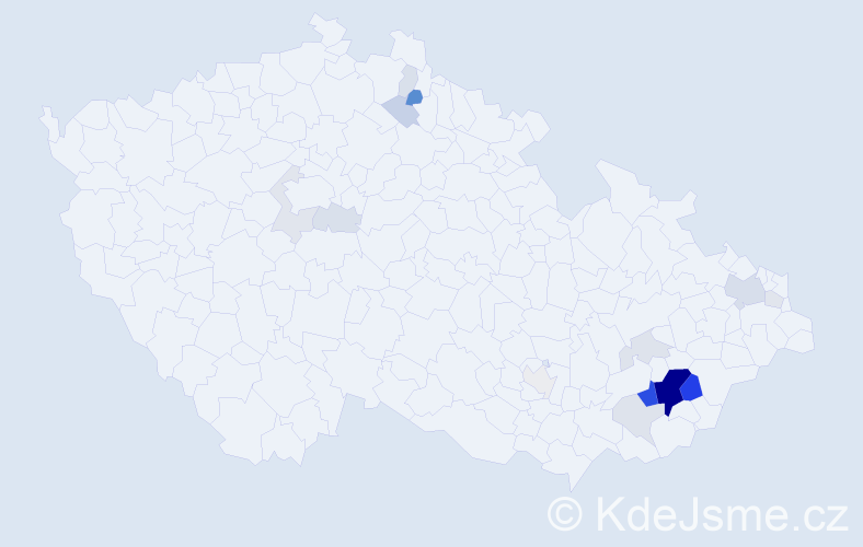 Příjmení: 'Vajdáková', počet výskytů 56 v celé ČR
