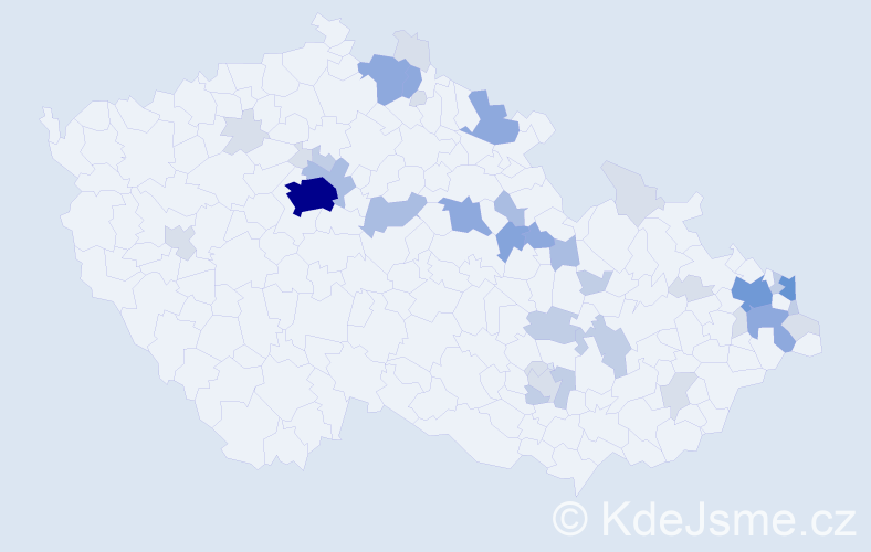 Příjmení: 'Moskal', počet výskytů 103 v celé ČR