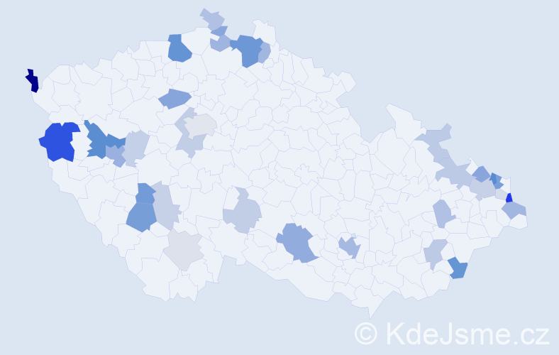 Příjmení: 'Červeň', počet výskytů 95 v celé ČR