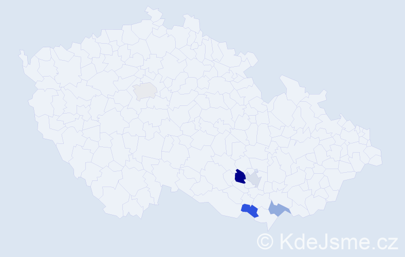 Příjmení: 'Adamčová', počet výskytů 6 v celé ČR