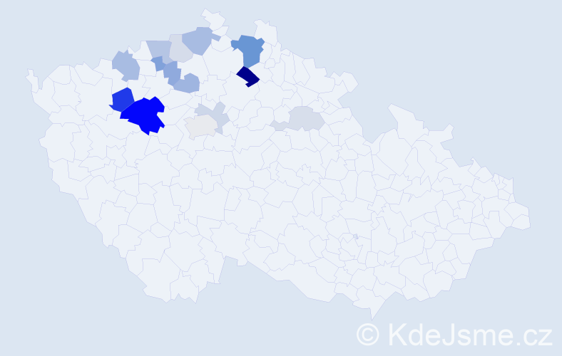 Příjmení: 'Jeníkovská', počet výskytů 34 v celé ČR