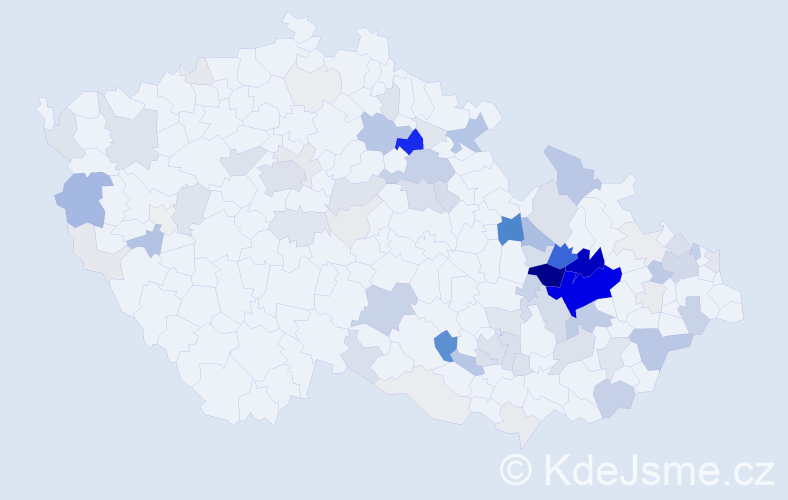 Příjmení: 'Kráčmarová', počet výskytů 395 v celé ČR