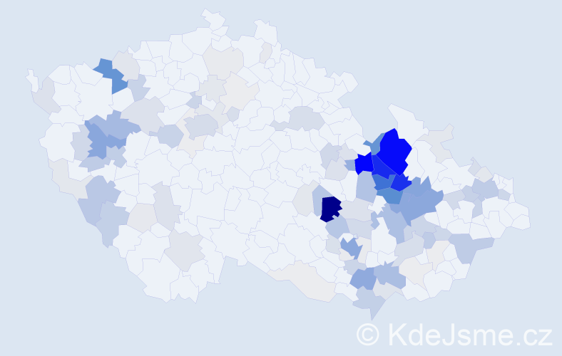 Příjmení: 'Kobza', počet výskytů 431 v celé ČR