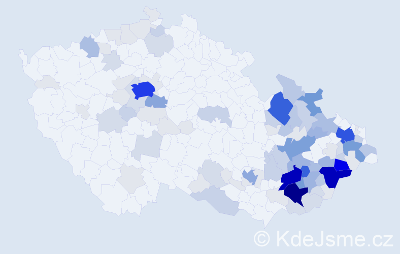Příjmení: 'Měrka', počet výskytů 413 v celé ČR