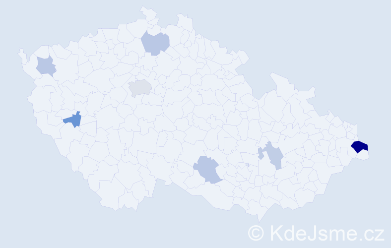 Příjmení: 'Gongor', počet výskytů 15 v celé ČR
