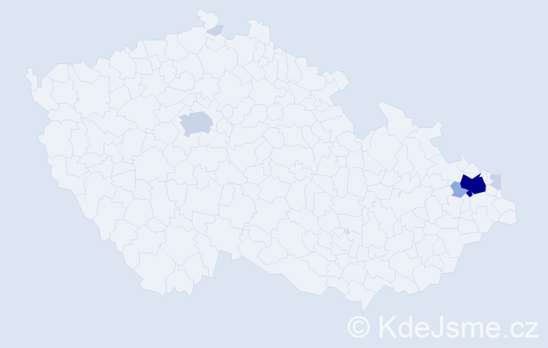 Příjmení: 'Kanichová', počet výskytů 18 v celé ČR