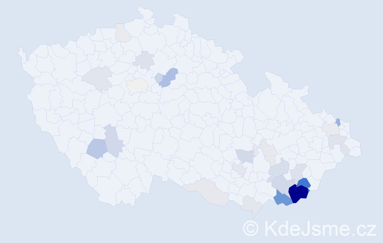 Příjmení: 'Kopunec', počet výskytů 81 v celé ČR