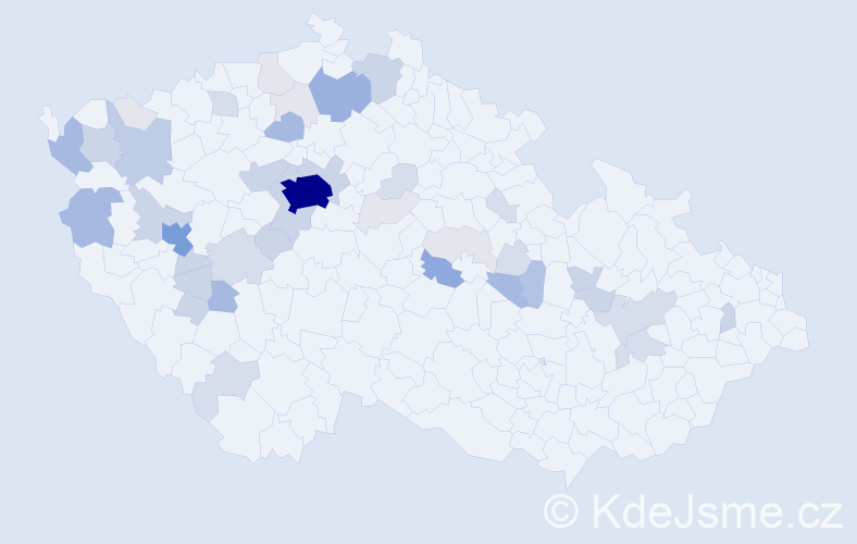 Příjmení: 'Pechr', počet výskytů 166 v celé ČR