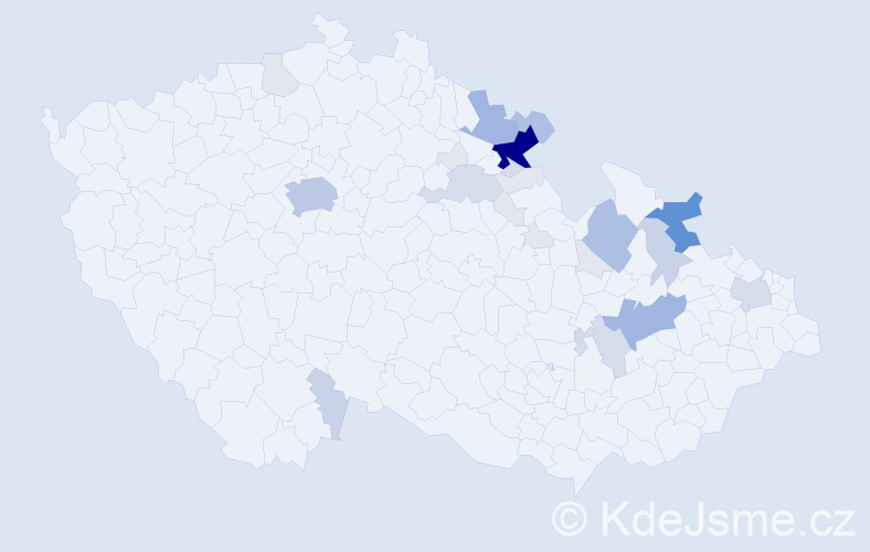 Příjmení: 'Lantová', počet výskytů 98 v celé ČR