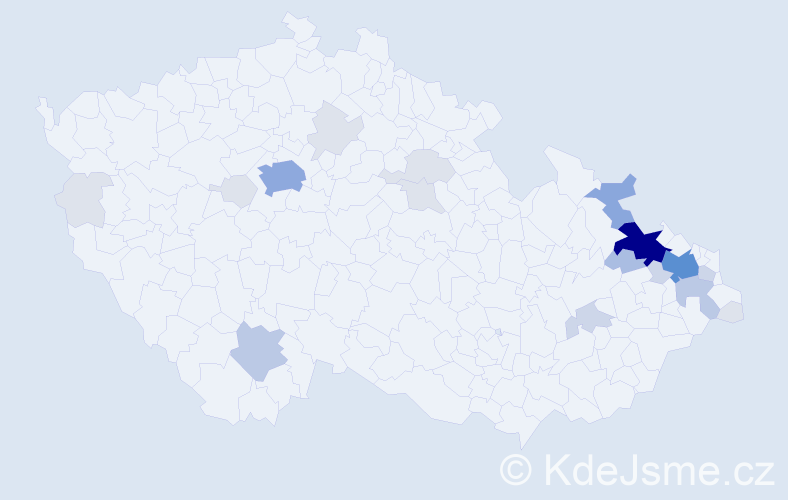 Příjmení: 'Prusek', počet výskytů 73 v celé ČR