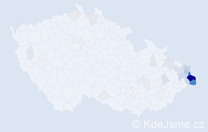 Příjmení: 'Walach', počet výskytů 279 v celé ČR