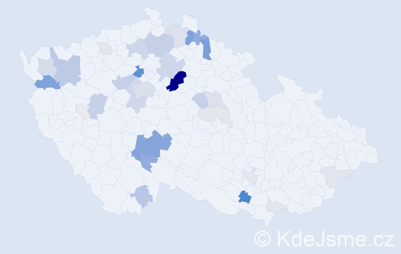 Příjmení: 'Hojsáková', počet výskytů 105 v celé ČR