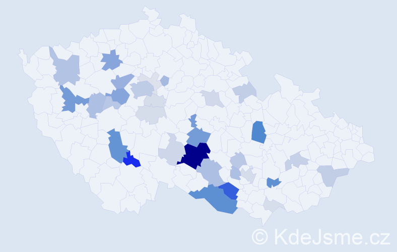 Příjmení: 'Křišťál', počet výskytů 125 v celé ČR
