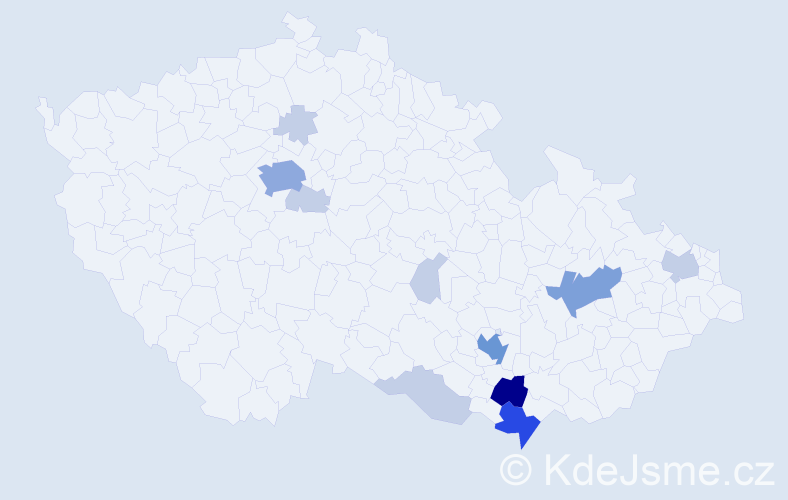 Příjmení: 'Dostoupilová', počet výskytů 32 v celé ČR