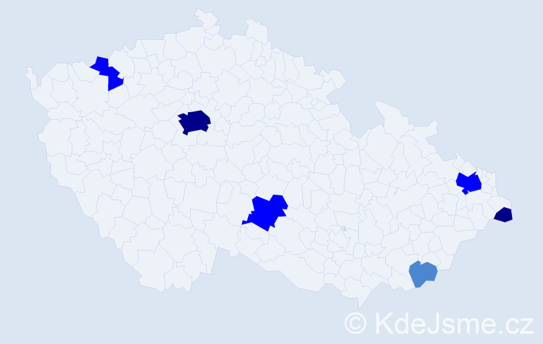 Příjmení: 'Kultán', počet výskytů 13 v celé ČR