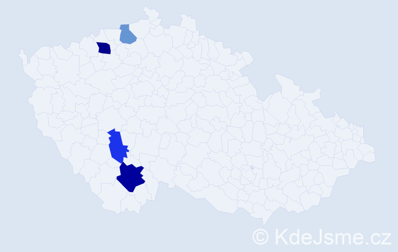 Příjmení: 'Pida', počet výskytů 7 v celé ČR