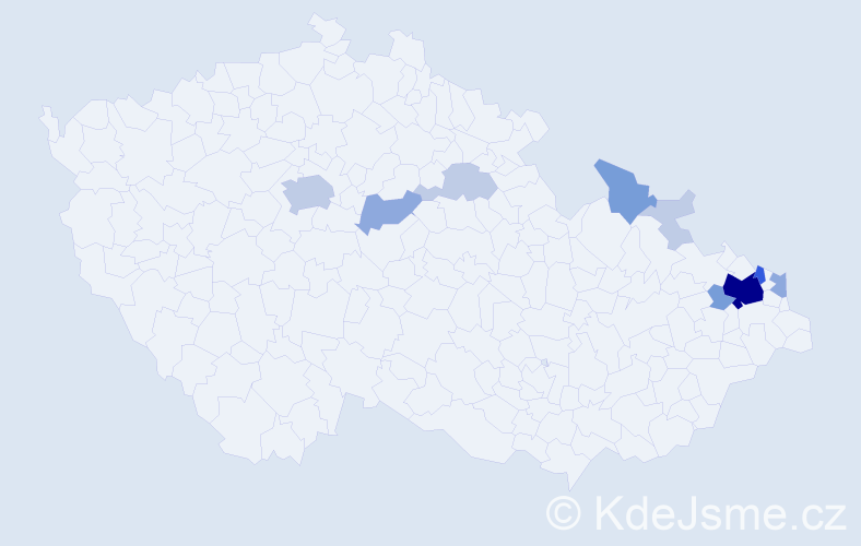 Příjmení: 'Děrgelová', počet výskytů 29 v celé ČR