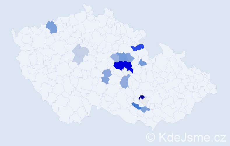 Příjmení: 'Kubantová', počet výskytů 65 v celé ČR