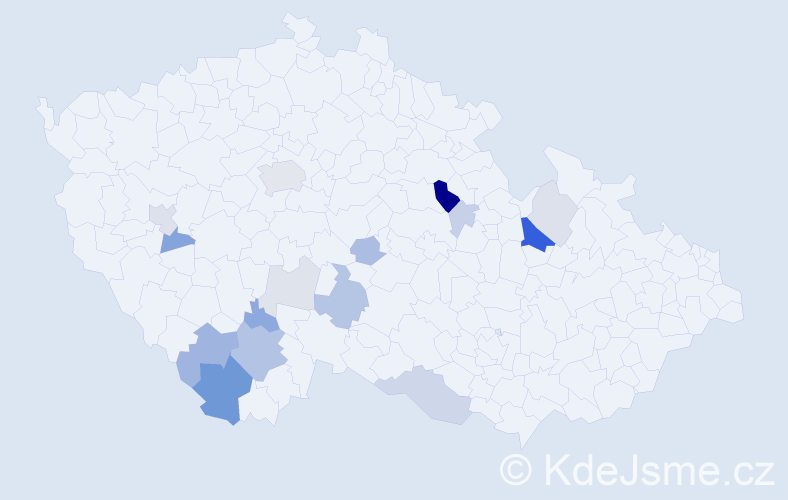 Příjmení: 'Jilek', počet výskytů 43 v celé ČR