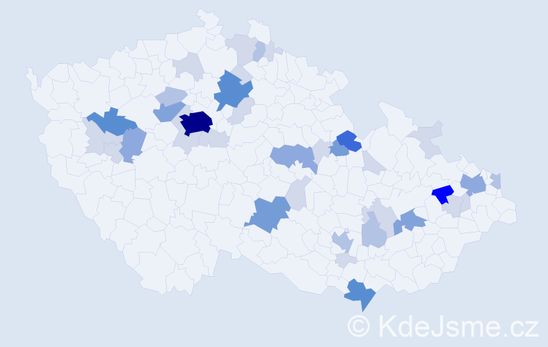Příjmení: 'Hűbner', počet výskytů 112 v celé ČR