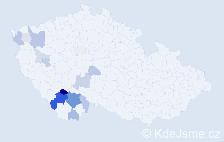 Příjmení: 'Kobernová', počet výskytů 43 v celé ČR