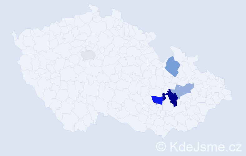 Příjmení: 'Bebejová', počet výskytů 9 v celé ČR