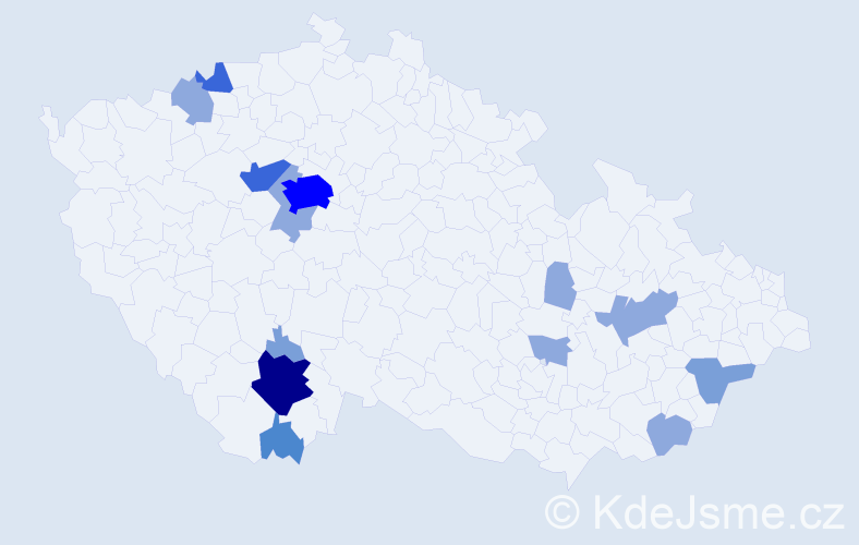 Příjmení: 'Berec', počet výskytů 33 v celé ČR