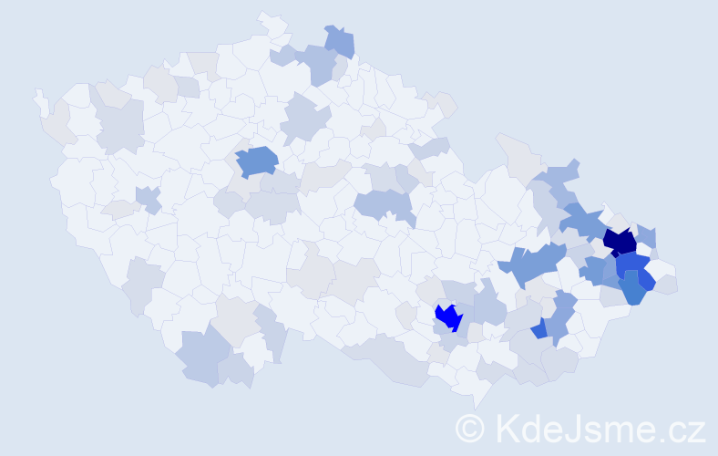 Příjmení: 'Krkoška', počet výskytů 363 v celé ČR