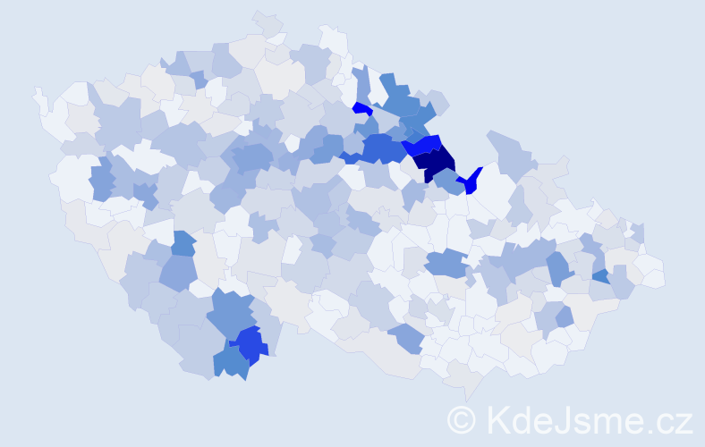 Příjmení: 'Pavel', počet výskytů 1101 v celé ČR