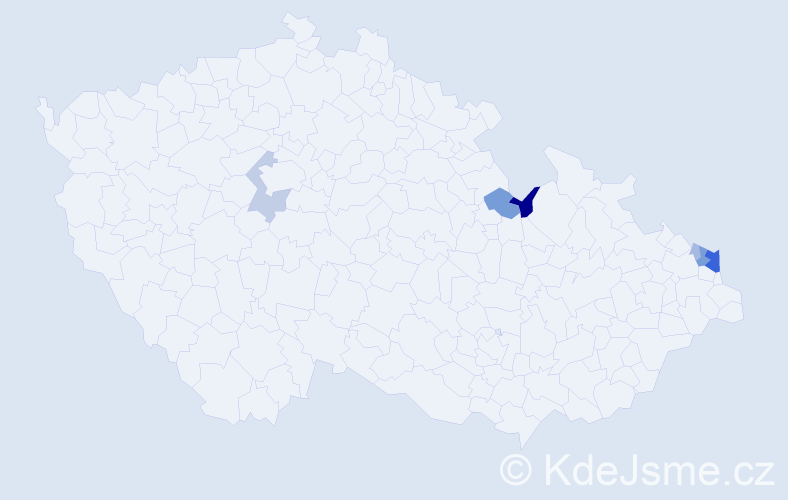 Příjmení: 'Pyszná', počet výskytů 19 v celé ČR