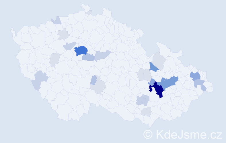 Příjmení: 'Portešová', počet výskytů 89 v celé ČR