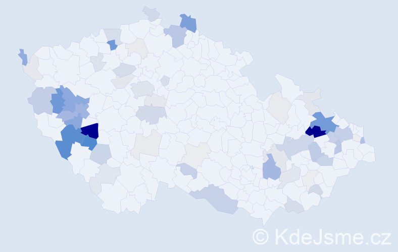 Příjmení: 'Vladař', počet výskytů 244 v celé ČR