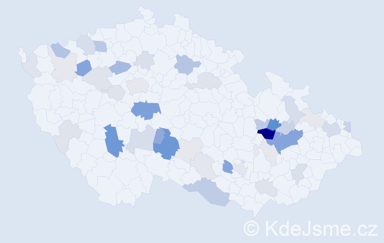 Příjmení: 'Krajcová', počet výskytů 119 v celé ČR