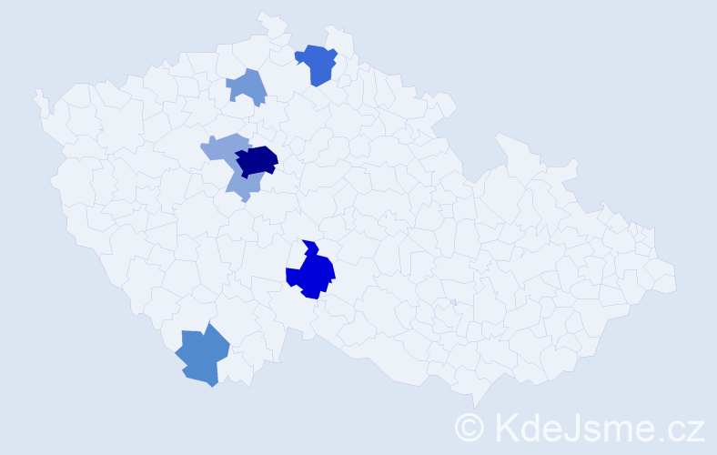 Příjmení: 'Mihule', počet výskytů 43 v celé ČR
