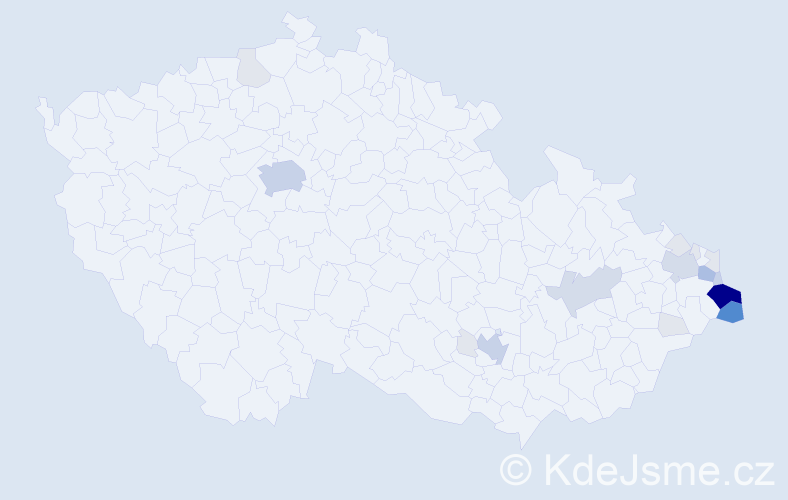 Příjmení: 'Krzyžanek', počet výskytů 77 v celé ČR