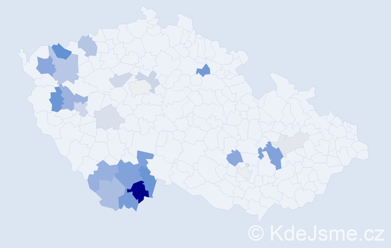 Příjmení: 'Brácha', počet výskytů 69 v celé ČR