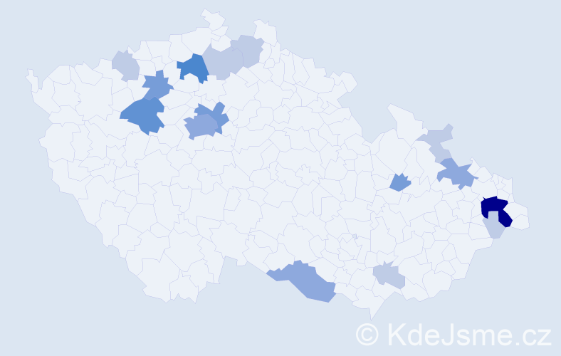 Příjmení: 'Čerňáková', počet výskytů 40 v celé ČR