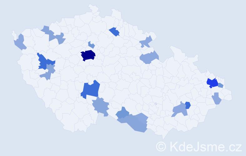 Příjmení: 'Pergerová', počet výskytů 64 v celé ČR