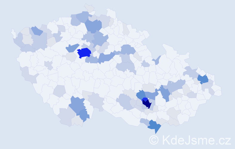 Příjmení: 'Filková', počet výskytů 304 v celé ČR