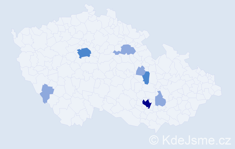 Příjmení: 'Tuč', počet výskytů 17 v celé ČR