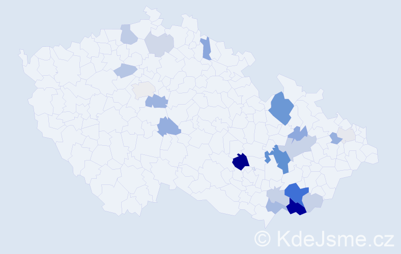 Příjmení: 'Vodná', počet výskytů 54 v celé ČR