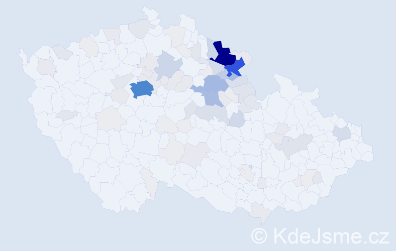 Příjmení: 'Kábrtová', počet výskytů 422 v celé ČR