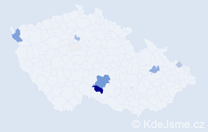 Příjmení: 'Eckerová', počet výskytů 16 v celé ČR