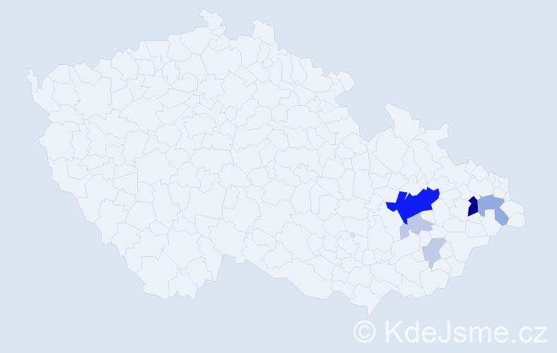 Příjmení: 'Darnadyová', počet výskytů 19 v celé ČR