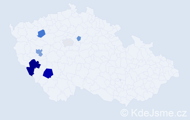 Příjmení: 'Pyšek', počet výskytů 19 v celé ČR